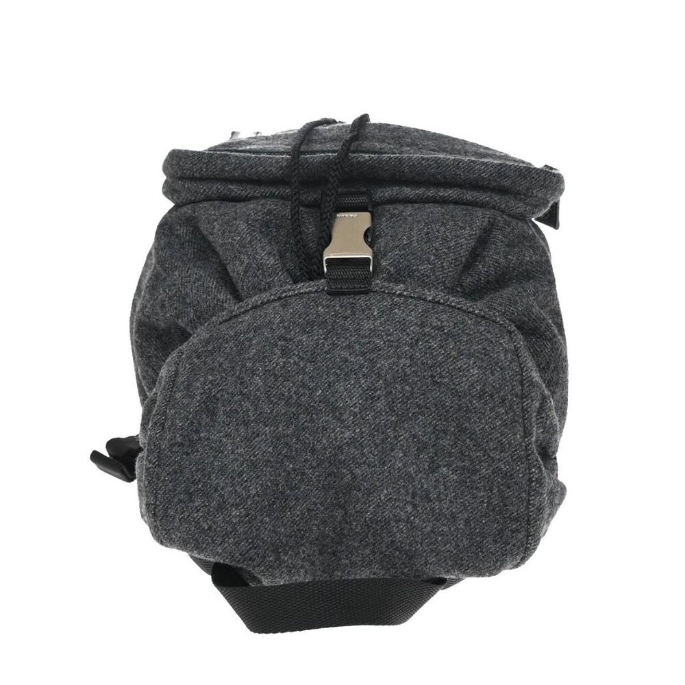Prada Logo Drawstring Backpack Bag Wool Leather G… - image 5